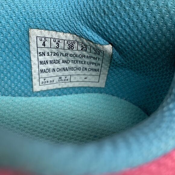 SKECHERS® Girls Size 4.0 Bounder Cool Cruise Sneaker Pink Blue Elastic Laces - Picture 8 of 9